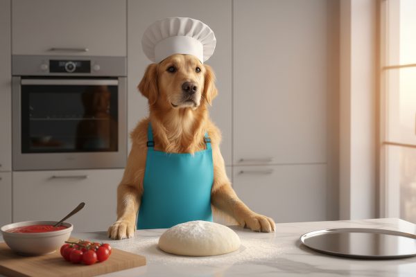 A dog as a restaurant chef